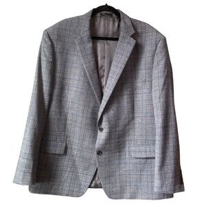 Lauren Ralph Lauren Gray Plaid Wool Blend Blazer Sport Coat Jacket Size 50R